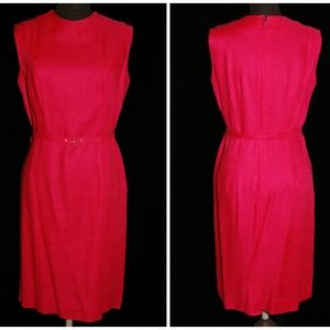 VTG 50's 60's Jackie Shift Sheath Dress Pink MED